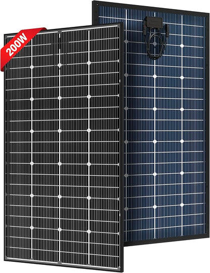 JJN Bifacial 200 Watt Solar Panel, 16BB N-Type 200W 12V 25% High Efficiency 200W Solar Panels, Monocrystalline Solar Module for RV Home Farm Trailer Camper Marine Off-Grid Solar System