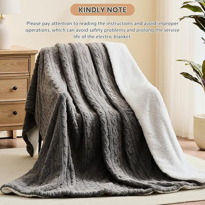 Homemate Electric Heated Blanket Twin - 62"x84" Heating Bed Blankets Throw with 10 Heating Levels 8 Hours Auto Off Fast Heating Over-Heated Protection Ultra Soft Warm Flannel ETL Certified