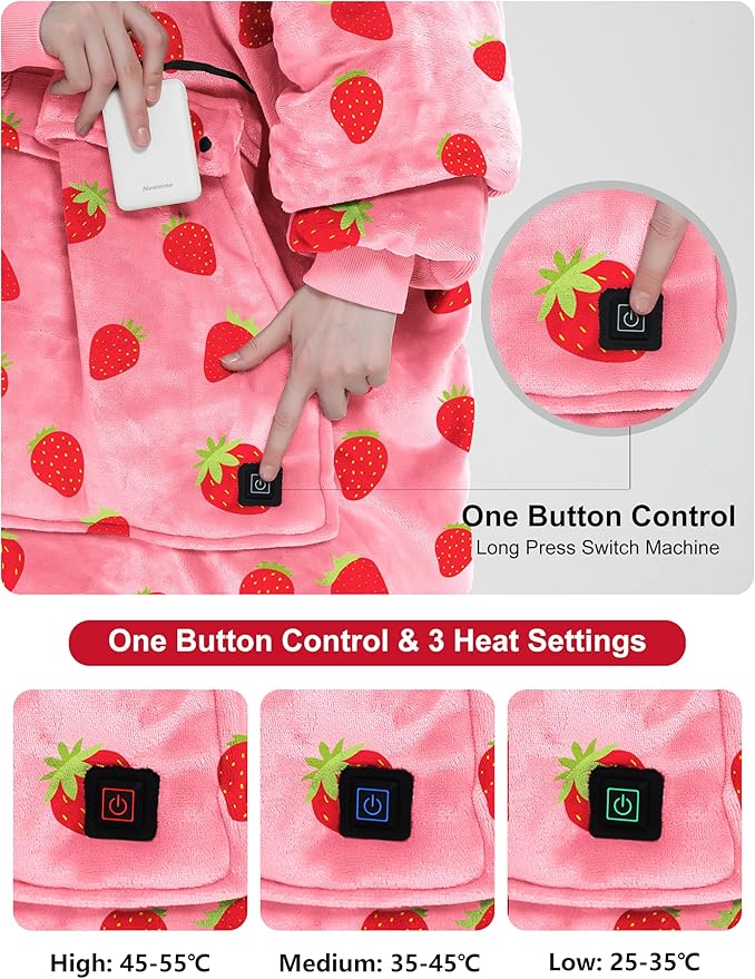 KFUBUO Heated Electric Wearable Blanket Throw Battery Operated Portable USB Cordless Outdoor Hoodie Sweatshirt