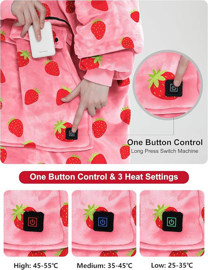 KFUBUO Heated Electric Wearable Blanket Throw Battery Operated Portable USB Cordless Outdoor Hoodie Sweatshirt