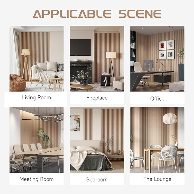 Wood Slat Wall Panels, 2 Pack 8 x 1 ft Decorative Wood Panels for Wall,Stylish Wall Panels for Interior Wall Decor, Modern Acoustic Wood Wall Panels with Felt Backing, Oak
