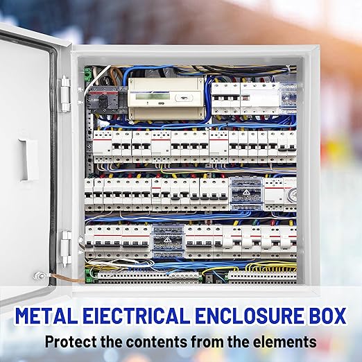 Outdoor Electrical Box 24x 24 x 8''D NEMA 4X Enclosure Steel Box, Waterproof & Dustproof Outdoor/Indoor Lockable Electrical Junction Box, with Mounting Plate