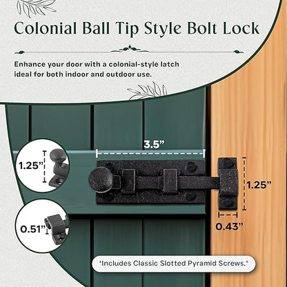Renovators Supply Manufacturing Wrought Iron Slide Bolt - 3.5" Wide - Black - Rust Resistant Finish Pack of 3