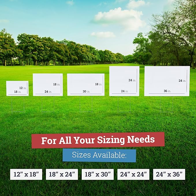 24x24" Double Sided Customizable Outdoor Yard Sign made from Corrugated Plastic with Metal "H" Stake, Easy to Design, Sign for Business, Garage or Yard Sale, Home, Office, (24" x 24")