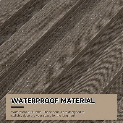 WPC Slat Wall Paneling, 8-Pack 3D WPC Wood Wall Panels, Acoustic Wall Panels for Interior Wall Decor, Living Room, Bedroom, Grayish Brown, 95 x 6 in