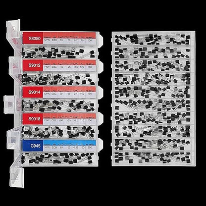 EEEEE 30 Kinds 1020pcs Assorted Type General Purpose TO92 Transistors PNP NPN Bipolar Power Transistor Assortment Kit with Individual Compartment