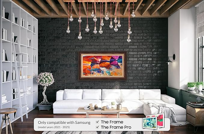 Burlwood 50" Premiere Deco TV Frame - Compatible ONLY with Samsung The Frame TVs (Fits 2021-2025, LS03A, LS03B, LS03C, LS03D, LS03FA)