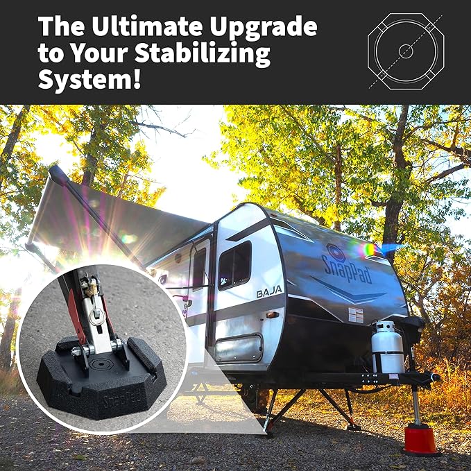 SnapPad SnapJack® QD (Pack of 4) | Four-Point Trailer Jack Stands Featuring 5.5" Metal Foot | Adds 61% Additional Surface Area, 3.79 lbs. Per Pad & 7.25" Total Width | Must-Have RV Accessories