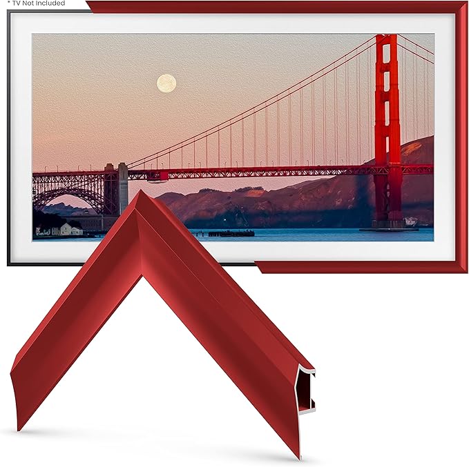 Candy Apple Red Prismatic 3" Color Chip Alloy Deco TV Frame (32",43",50",55",65",75",85") Compatible ONLY with Samsung The Frame and Pro TVs (Fits 2021-2025, LS03A,LS03B,LS03C,LS03D,LS03FA,LS03FW)