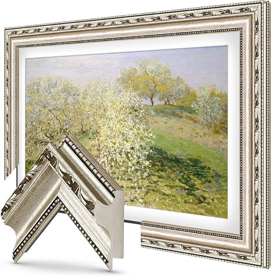 Ornate Silver 43" Premiere Deco TV Frame - Compatible ONLY with Samsung The Frame TVs (Fits 2021-2025, LS03A, LS03B, LS03C, LS03D, LS03FA)