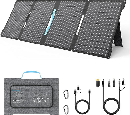 60W Portable Solar Panels Chargers with USB-C, USB-A and DC Outputs Foldable IP67 Waterproof Solar Panel for Camping,Power Emergency for Small Power Station,Phones, Power Banks