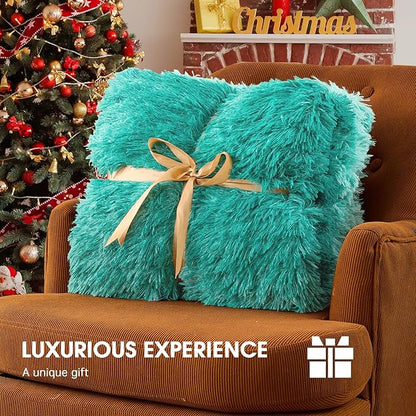 Heated Electric Blanket Throw–Faux Fur with Soft Thick Sherpa,Warm Winter Birthday Gifts for Women Grandma10 Heat Settings,5 Time Settings with Fast Heating, 50x60, Forest Mist