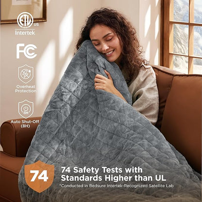 Bedsure Electric Blanket King Size - Dual Control Heated Weighted Blanket King with 10 Heat Settings, Fast Heating with 10 Time Settings (100x90 inches, Formal Gray)