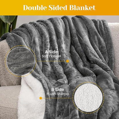 SUNVIVI Heated Blanket Twin Size, Heating Electric Throw Blanket, 10 Heat Settings, 12 Hours Auto Off, Machine Washable, ETL Certified, Overheating Protection, Grey