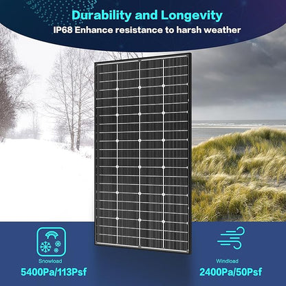 JJN Bifacial 200 Watt Solar Panel, 16BB N-Type 200W 12V 25% High Efficiency 200W Solar Panels, Monocrystalline Solar Module for RV Home Farm Trailer Camper Marine Off-Grid Solar System