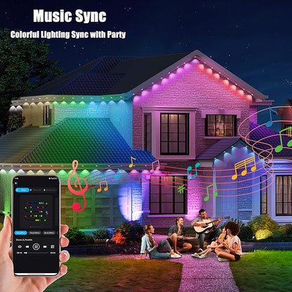 50FT Permanent Outdoor Lights with 30 Smart RGB LED Eave Lights, APP/Remote Control, IP67 Waterproof for House Roof, Eave, Garden, Outdoor Decorations, Christmas, Party Decor