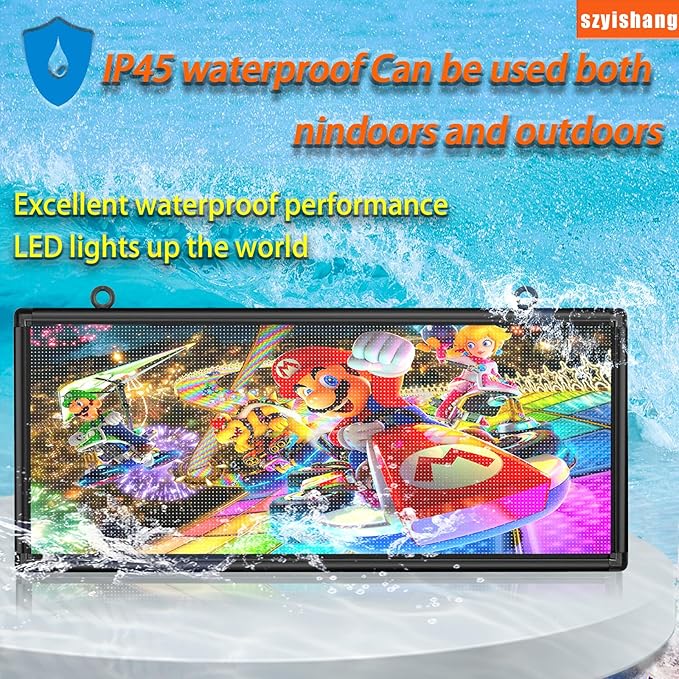 YS Outdoor P6 Programmable LED Sign(40"x 18"), WiFi + USB Control Digital Signage Scrolling LED Sign, Advertising Message Board,Open Signs for Business, RGB Full Color Display