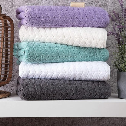 BAGNO MILANO Turkish Bath Towels, Soft Plush Jacquard Luxury Bath Towels, Quick Dry Towel Set (Lavender, 3 pcs Towel Set)