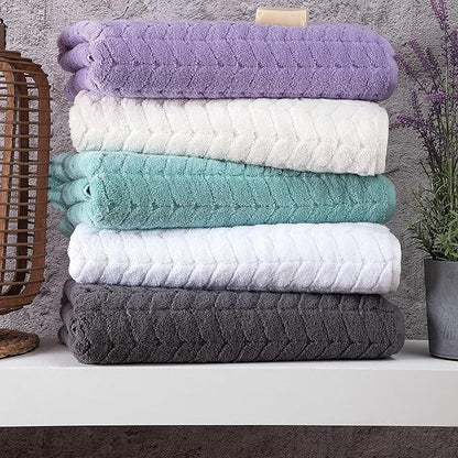 BAGNO MILANO Turkish Bath Towels, Soft Plush Jacquard Luxury Bath Towels, Quick Dry Towel Set (Charcoal, 3 pcs Towel Set)